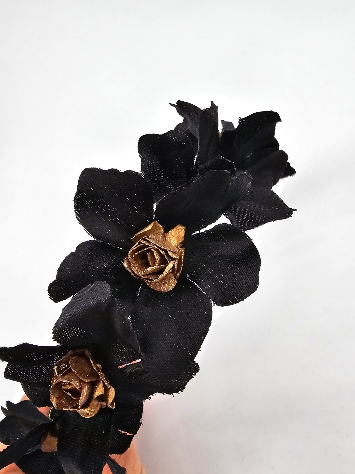 Black and Gold Floral Headpiece
