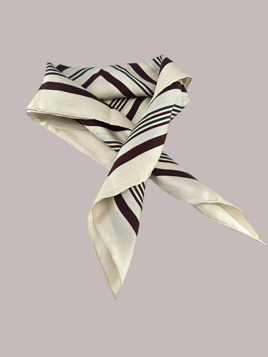 Silk scarf mulberry, silk tie ,silk scarf, squares pattern scarf,100% mulberry scarf,soft scarf,100%pure scarf, womans scarf,simple design scarf, beige and brown squares scarf,neck scarf,silk bandana,hair scarf 